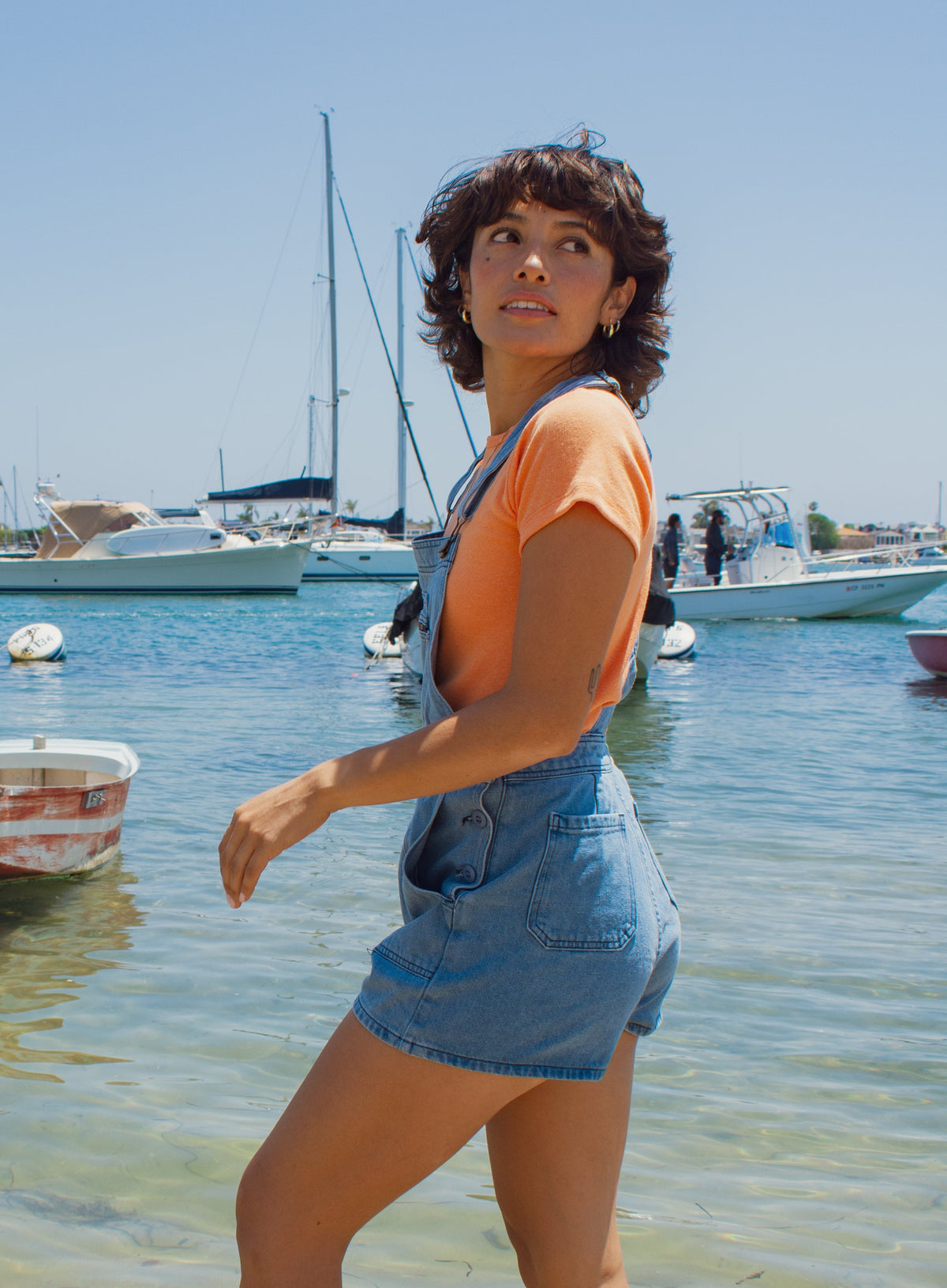 Alma Overall Denim Shorts